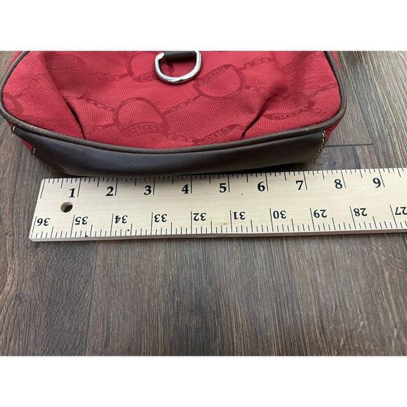 Chaps By Ralph Lauren Monogram Canvas And Faux Leather Crossbody Red Purse/Bag - Picture 5 of 8